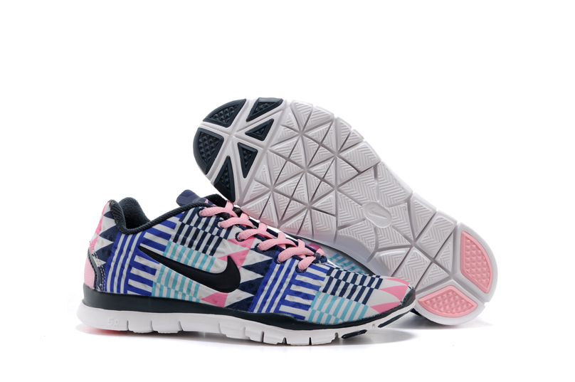 Nike Free Tr Fit 3 Prt Femmes Chaussures De Course Rose Bleue